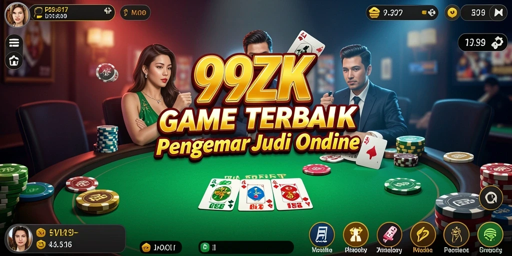 Tampilan menarik dari gameplay poker di 99ZK.