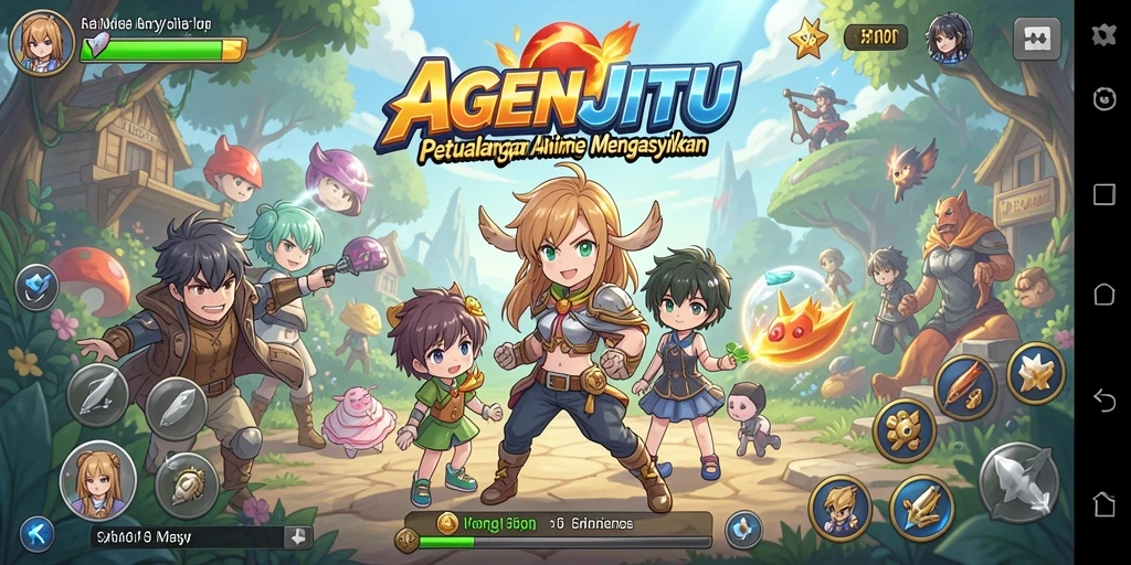 Gameplay AGENJITU yang penuh warna dan karakter yang menarik.