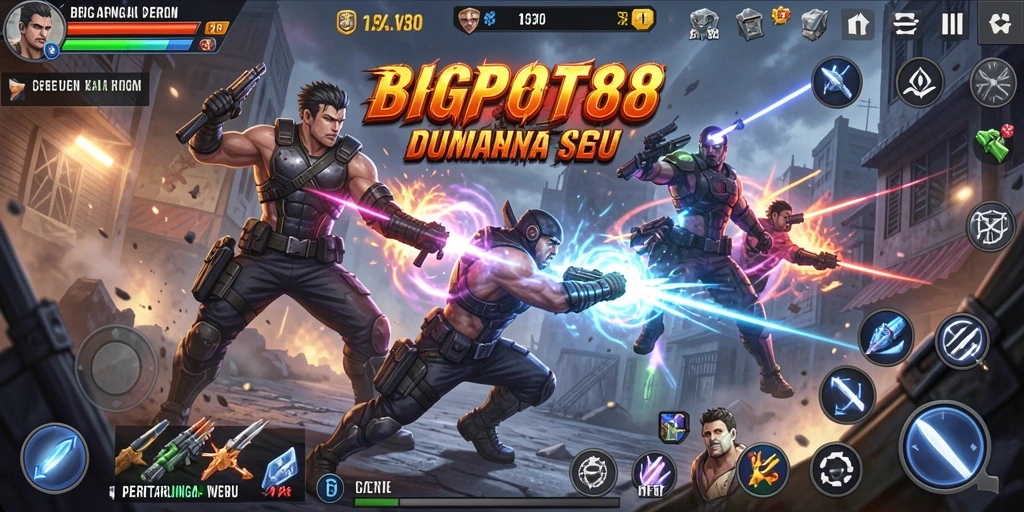 Tampilan mendebarkan dari gameplay action BIGPOT88.