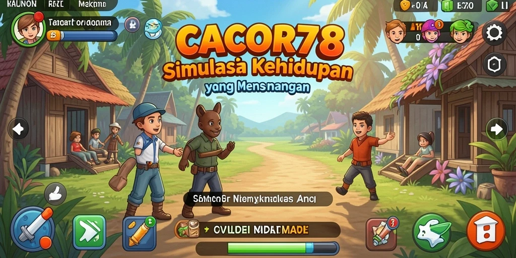 Tampilan gameplay menarik dari CACOR78 yang penuh dengan kegiatan interaktif.