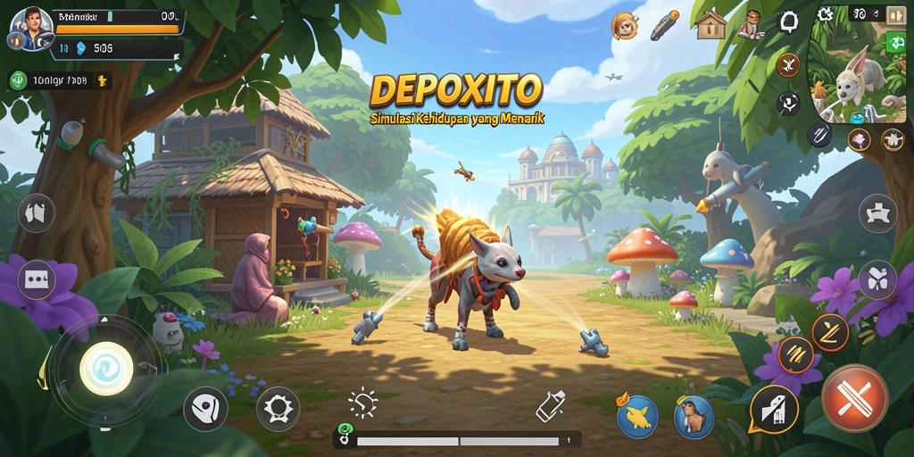 Screenshot gameplay DEPOXITO menampilkan karakter dan lingkungan yang hidup.