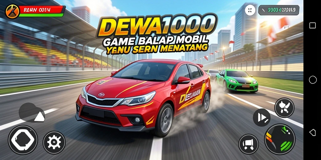 Screenshot DEWA1000 menampilkan aksi balap yang seru dan menegangkan.