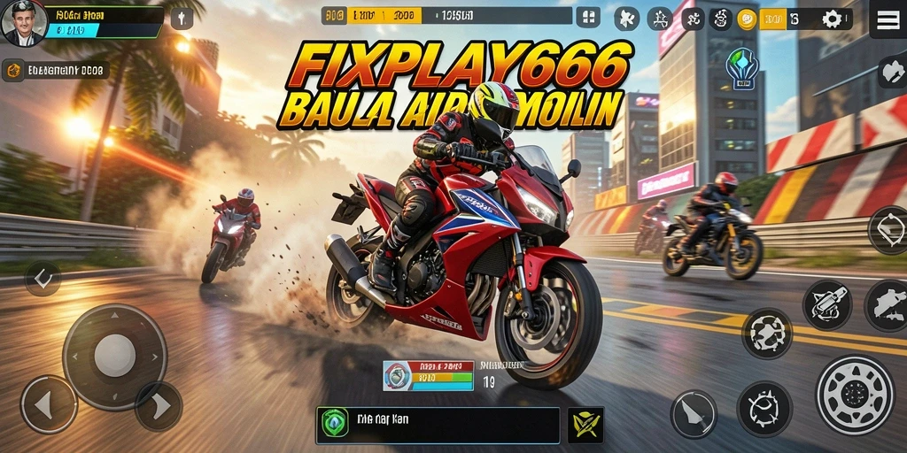 Gameplay FIXPLAY666 yang mendebarkan saat balapan motor.