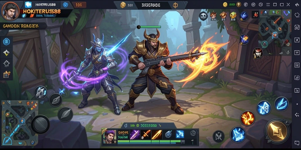 Screenshot gameplay HOKITERUS88 dengan aksi seru dalam pertarungan tim.
