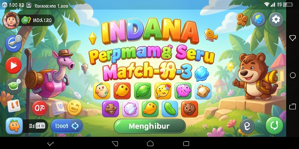 Tampilan menarik gameplay Match-3 dari INDAAA yang penuh warna.