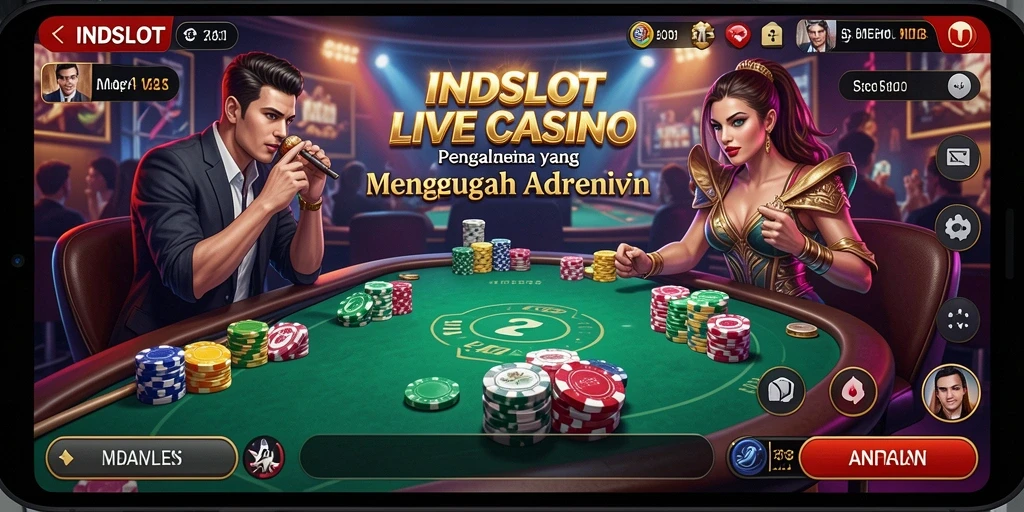 Screenshot gameplay INDSLOT yang menampilkan suasana Live Casino yang mendebarkan.