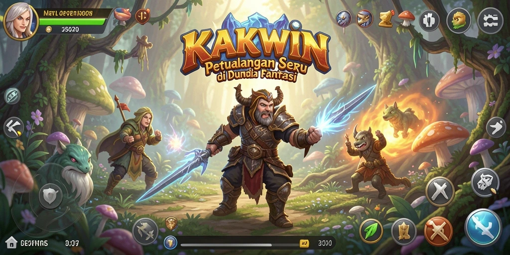Tangkapan layar gameplay KAKWIN yang menampilkan aksi pertempuran RPG.