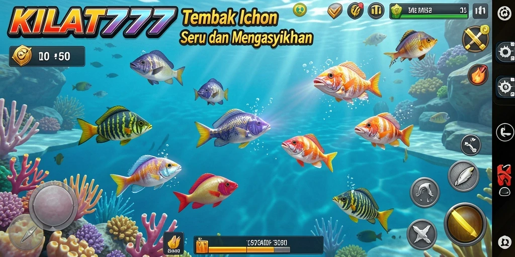 Tampilan gameplay menarik dari KILAT777 saat menembak ikan.