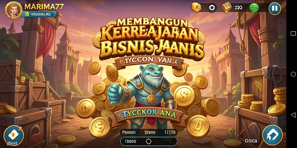 Tampilan gameplay MARIMA77 yang menarik dalam membangun kerajaan bisnis.