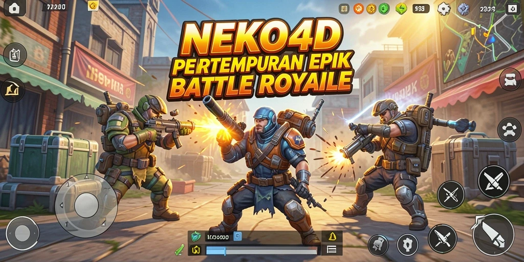 Tangkapan layar dari gameplay seru NEKO4D di arena Battle Royale.