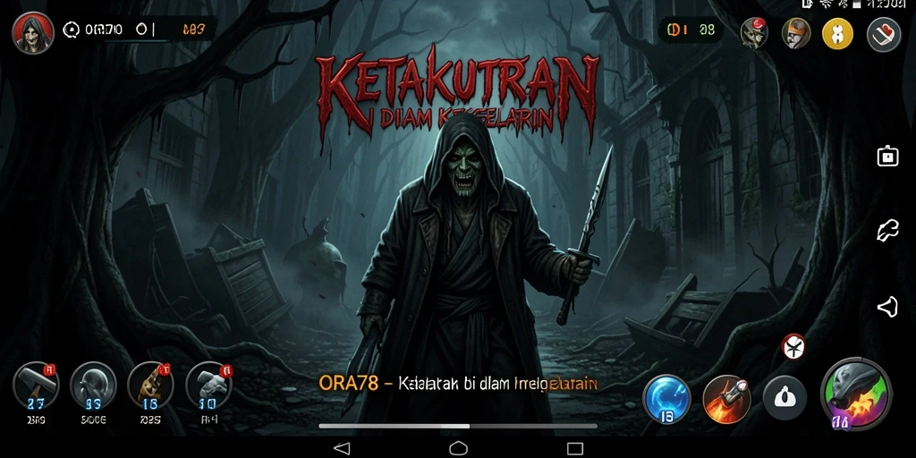 Screenshot gameplay ORA78 menampilkan suasana horor yang mencekam dan menakutkan.