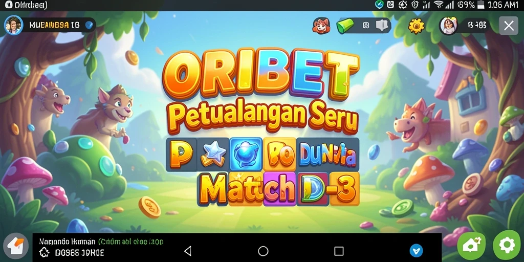 Screenshot gameplay ORIBET menampilkan momen seru dalam pencocokan objek Match-3.