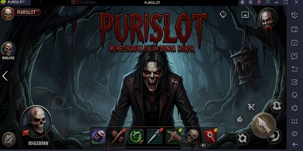 Tampilan gameplay PURISLOT yang mencekam dan menakutkan.