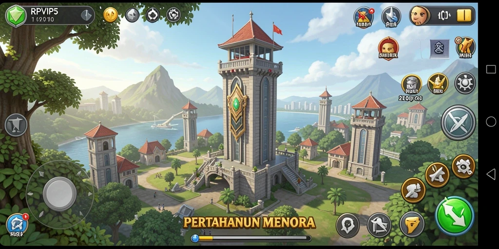 Tampilan gameplay seru dari Tower Defense RPVIP5 yang penuh strategi.