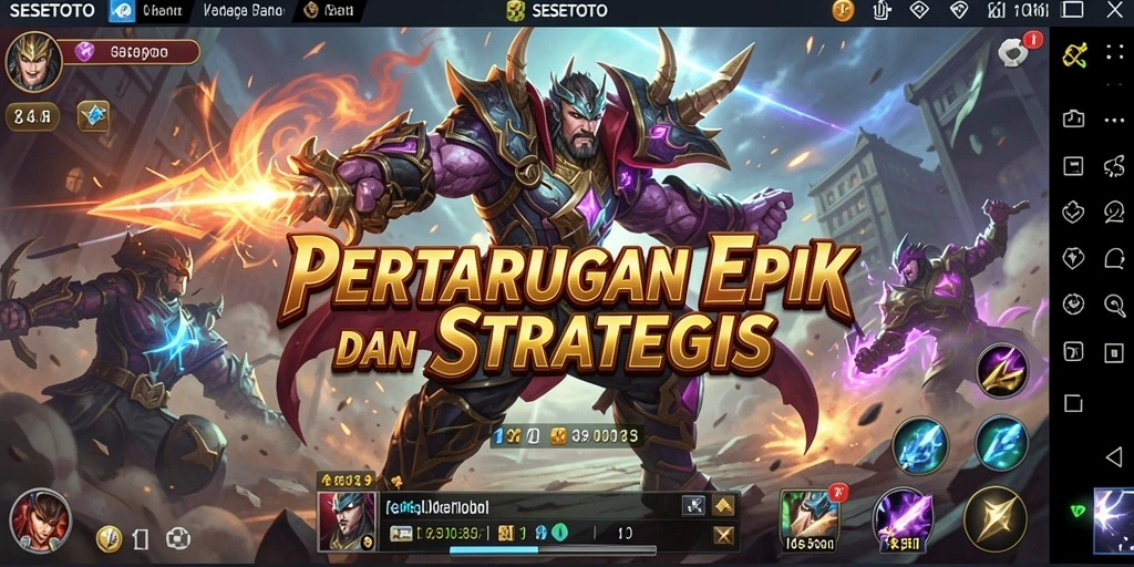 Tampilan utama gameplay SESETOTO yang menampilkan aksi pertarungan intens.