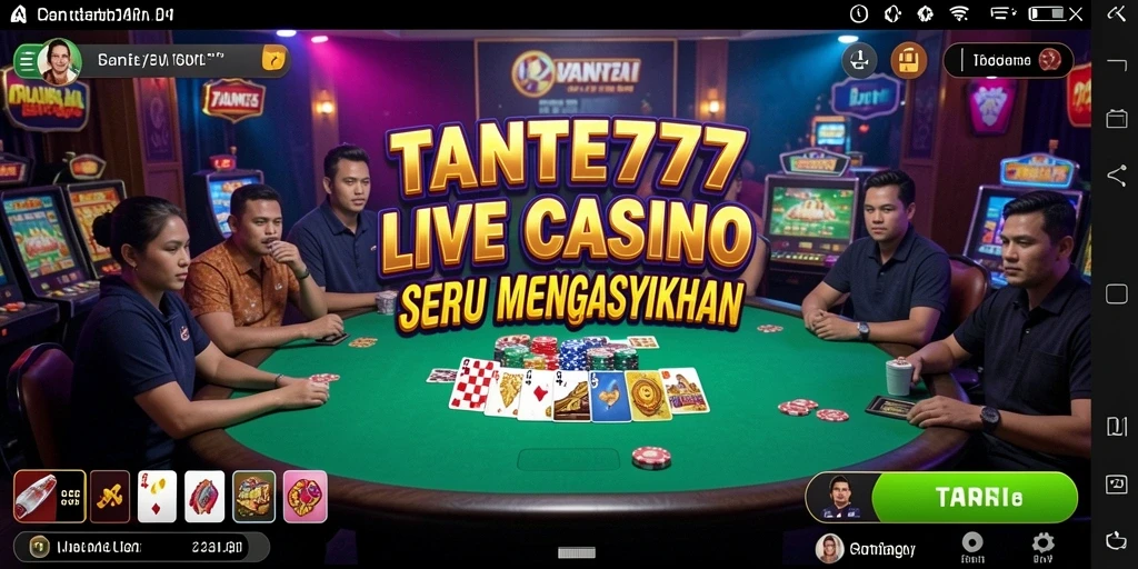 Screenshot gameplay TANTE777 menampilkan dealer profesional dalam aksi Live Casino.