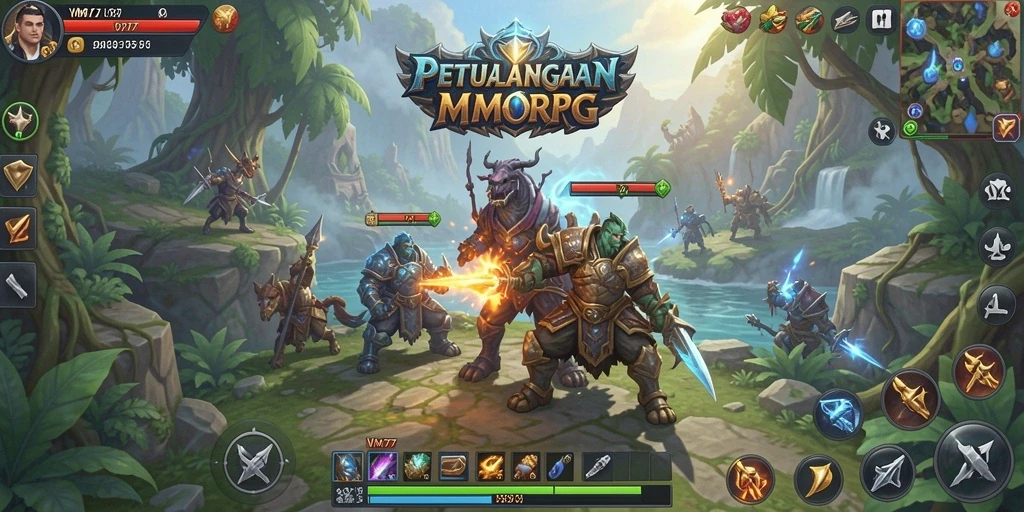Tampilan gameplay seru di dunia MMORPG yang luas.